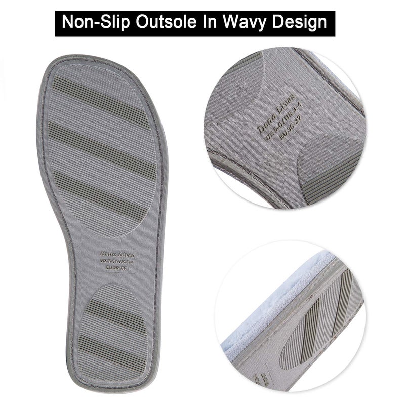 DL Open Toe Slippers for women Indoor, Cozy Memory Foam Womens House Slippers Summer Slip On, Comfy Soft Flannel Womens Bedroom Slippers Slide Breathable Size 7-8 Blue - Image 4